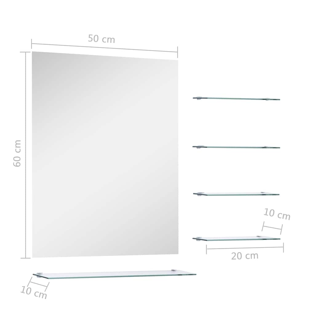 vidaXL Wandspiegel met 5 schappen 50x60 cm zilverkleurig - Afbeelding 6