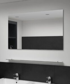 vidaXL Wandspiegel met schap 100x60 cm gehard glas