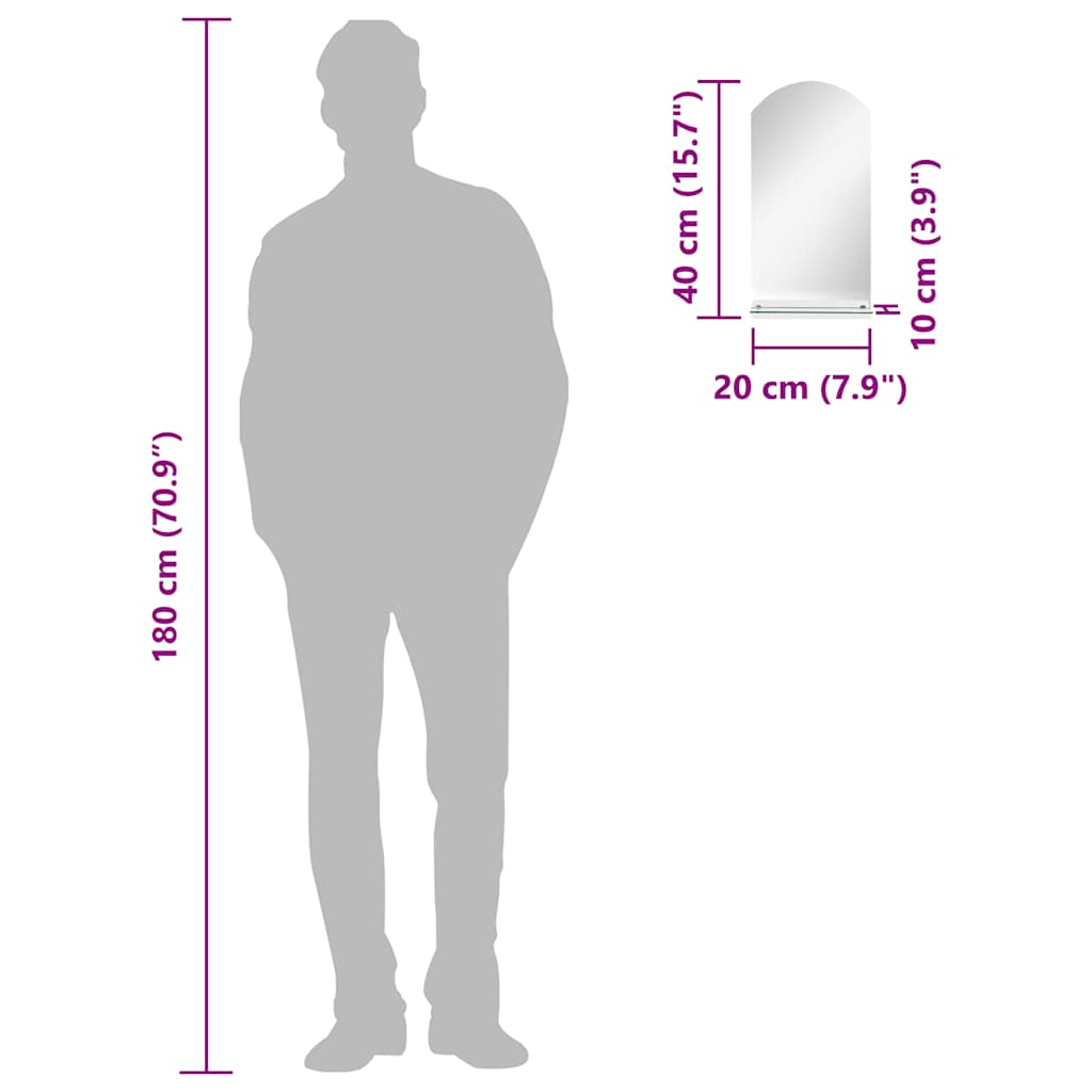 vidaXL Wandspiegel met schap 20x40 cm gehard glas - Afbeelding 7