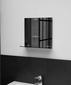 vidaXL Wandspiegel met schap 30x30 cm gehard glas