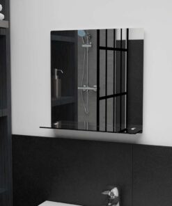 vidaXL Wandspiegel met schap 40x40 cm gehard glas
