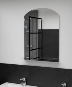vidaXL Wandspiegel met schap 50x70 cm gehard glas