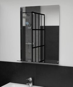 vidaXL Wandspiegel met schap 50x70 cm gehard glas