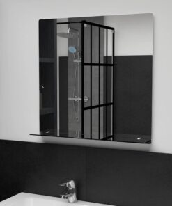 vidaXL Wandspiegel met schap 60x60 cm gehard glas