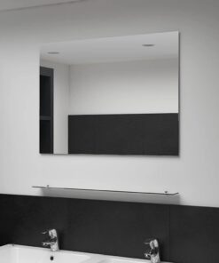 vidaXL Wandspiegel met schap 80x60 cm gehard glas