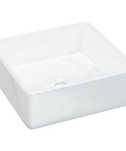 vidaXL Wasbak 37x37x13 cm vierkant keramiek wit