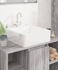 vidaXL Wasbak 37x37x13 cm vierkant keramiek wit