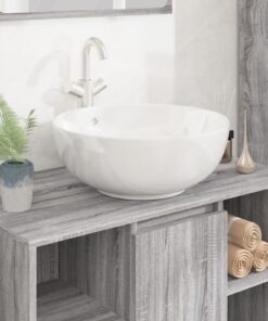 vidaXL Wasbak 44x17 cm rond keramiek wit