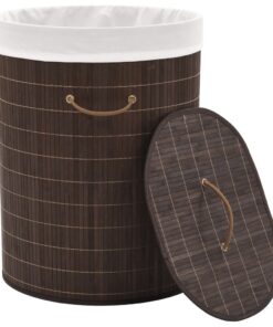 vidaXL Wasmand ovaal bamboe donkerbruin