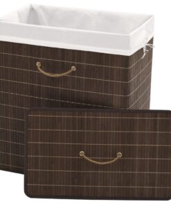 vidaXL Wasmand rechthoekig bamboe donkerbruin