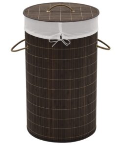 vidaXL Wasmand rond bamboe donkerbruin