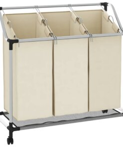 vidaXL Wassorteerder met 3 zakken staal crème