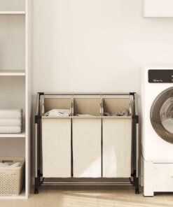 vidaXL Wassorteerder met 3 zakken staal crème