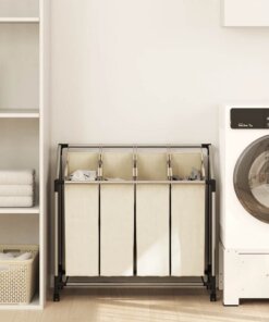 vidaXL Wassorteerder met 4 zakken staal crème