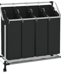 vidaXL Wassorteerder met 4 zakken zwart en grijs