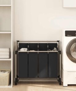 vidaXL Wassorteerder met 4 zakken zwart en grijs
