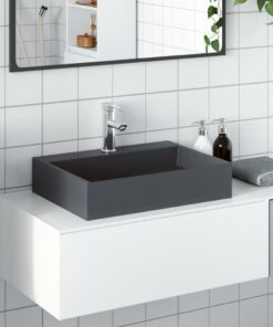 vidaXL Wastafel 50x38x11 cm mineraal gegoten/marmer gegoten antraciet