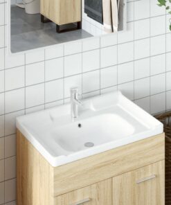 vidaXL Wastafel rechthoekig 71x48x23 cm keramiek wit
