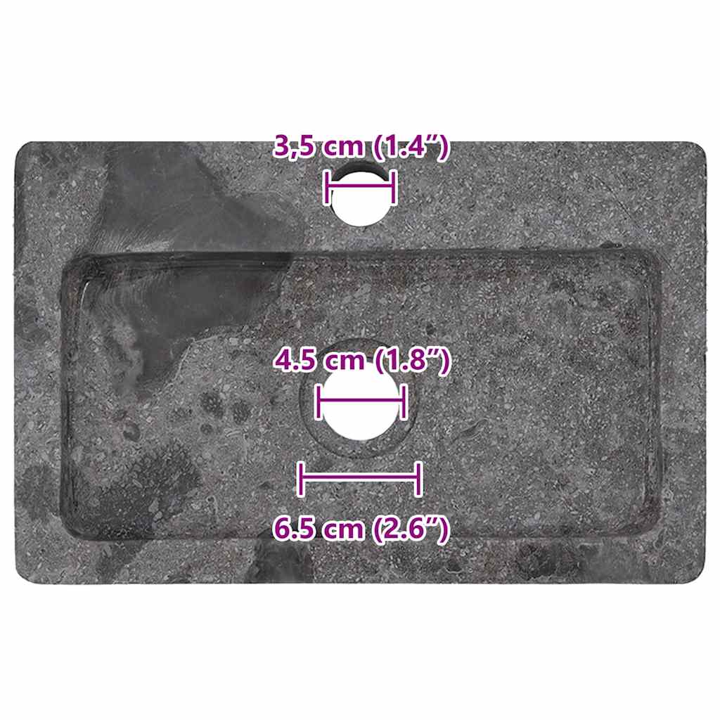 vidaXL Wastafel wandgemonteerd 38x24x6,5 cm marmer grijs - Image 7