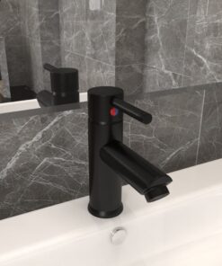 vidaXL Wastafelkraan 130x176 mm zwart