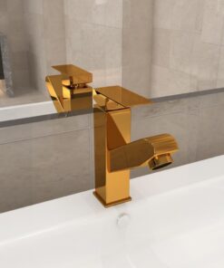 vidaXL Wastafelkraan met uittrekfunctie 157x172 mm goudkleurig