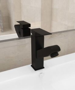 vidaXL Wastafelkraan met uittrekfunctie 157x172 mm zwart