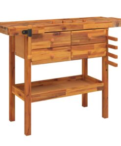 vidaXL Werkbank met lades en bankschroeven 124x52x83 cm acaciahout