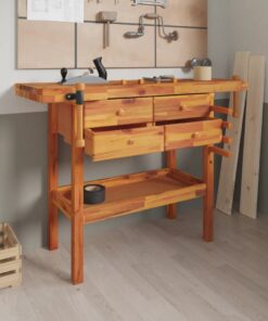 vidaXL Werkbank met lades en bankschroeven 124x52x83 cm acaciahout