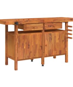 vidaXL Werkbank met lades en bankschroeven 162x62x83 cm acaciahout