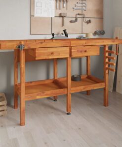 vidaXL Werkbank met lades en bankschroeven 162x62x83 cm acaciahout
