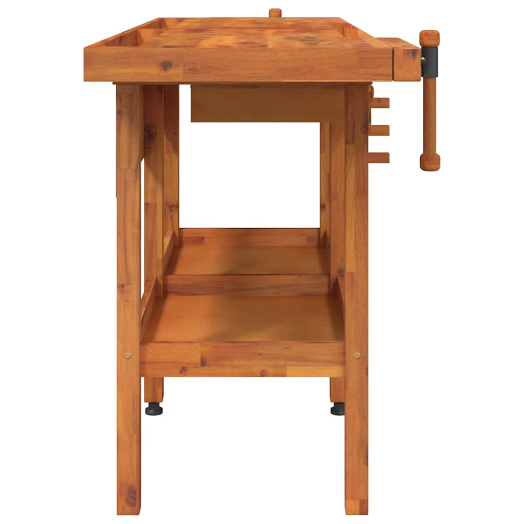 vidaXL Werkbank met lades en bankschroeven 162x62x83 cm acaciahout - Image 5