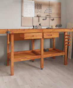 vidaXL Werkbank met lades en bankschroeven 192x62x83 cm acaciahout