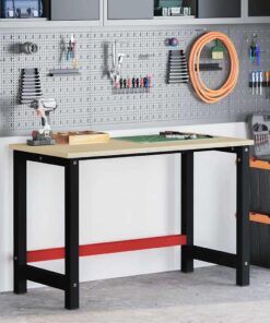 vidaXL Werkbankframe 120x57x79 cm metaal zwart en rood