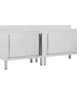vidaXL Werktafels met deuren 2 st 240x50x(95-97) cm roestvrij staal