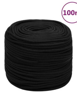 vidaXL Werktouw 10 mm 100 m polyester zwart