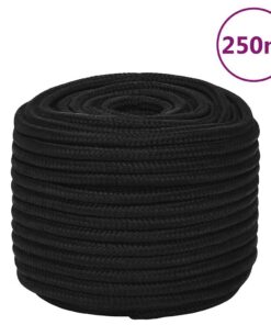 vidaXL Werktouw 12 mm 250 m polyester zwart