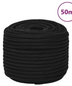 vidaXL Werktouw 12 mm 50 m polyester zwart