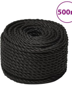 vidaXL Werktouw 12 mm 500 m polypropeen zwart