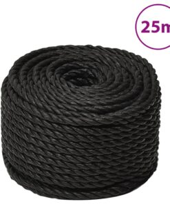vidaXL Werktouw 14 mm 25 m polypropeen zwart