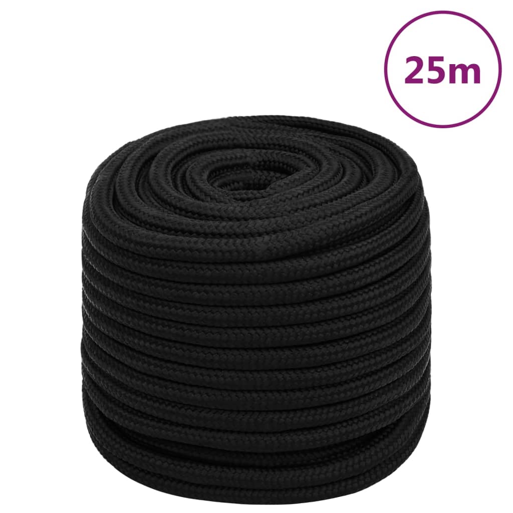 vidaXL Werktouw 18 mm 25 m polyester zwart