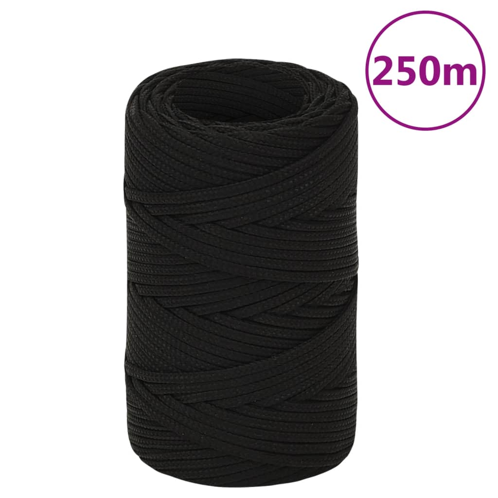 vidaXL Werktouw 2 mm 250 m polyester zwart