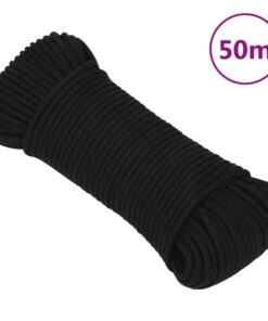 vidaXL Werktouw 4 mm 50 m polyester zwart