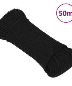 vidaXL Werktouw 5 mm 50 m polyester zwart