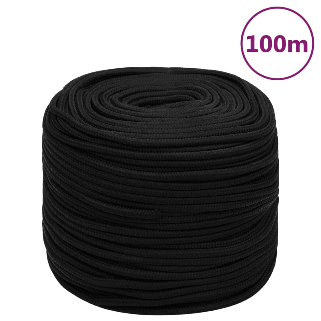 vidaXL Werktouw 6 mm 100 m polyester zwart