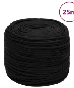 vidaXL Werktouw 6 mm 25 m polyester zwart