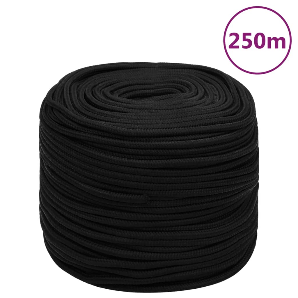vidaXL Werktouw 8 mm 250 m polyester zwart