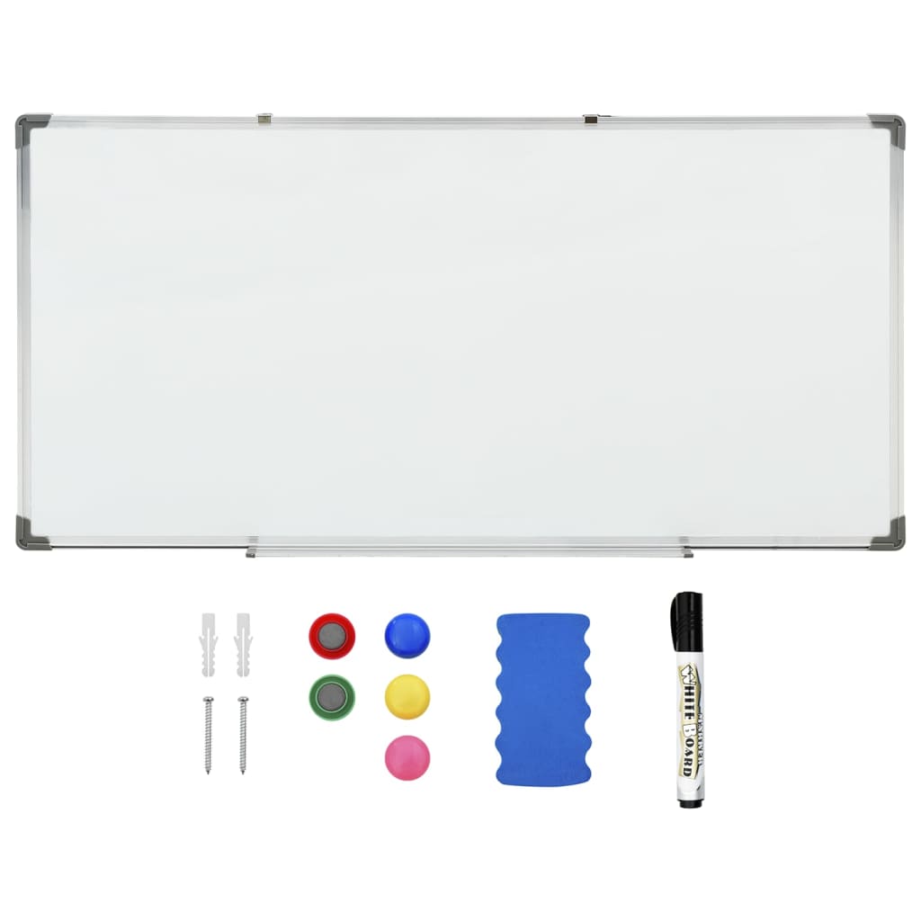vidaXL Whiteboard magnetisch 110x60 cm staal wit