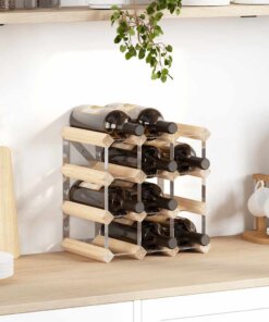 vidaXL Wijnrek voor 12 flessen massief grenenhout