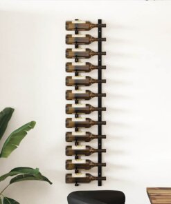 vidaXL Wijnrek wandmontage voor 12 flessen ijzer zwart