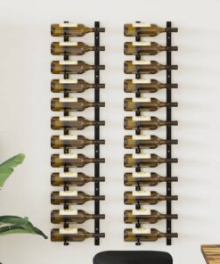 vidaXL Wijnrekken wandmontage voor 12 flessen 2 st ijzer zwart